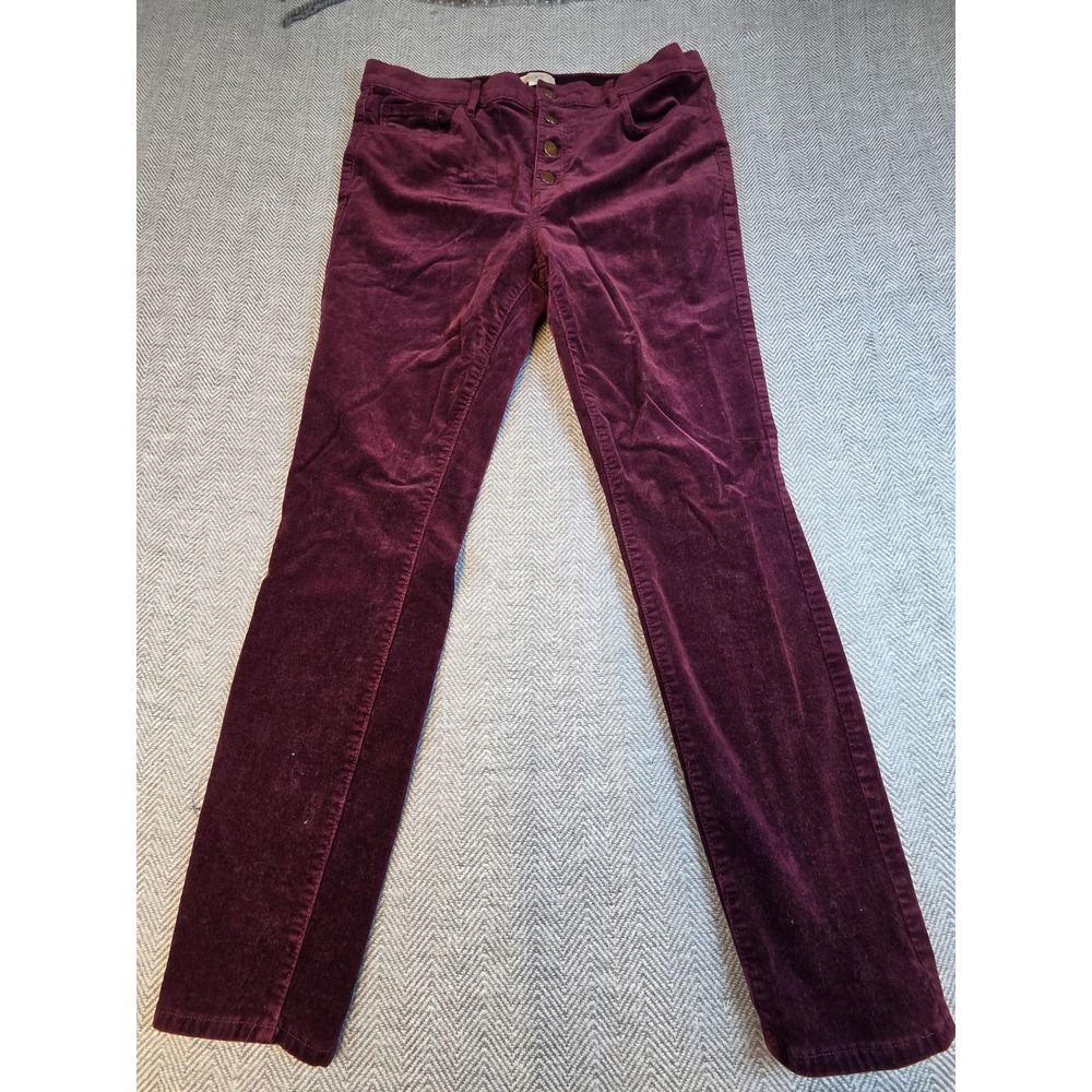 LOFT Outlet Burgundy High Rise Skinny Corduroy Pants Size 12 Button Fly